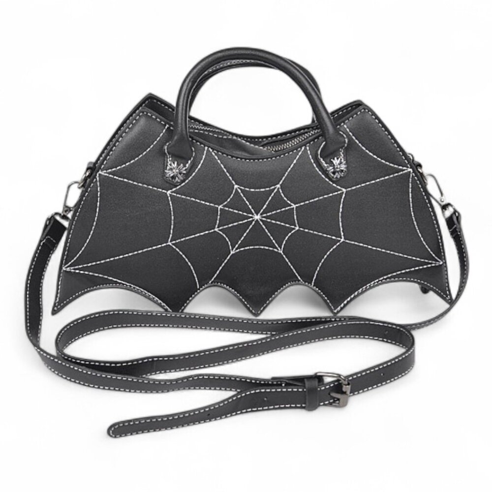 BNWT Iconic Spider Patent Stitching Bat Shape Top Handle Novelty Bag